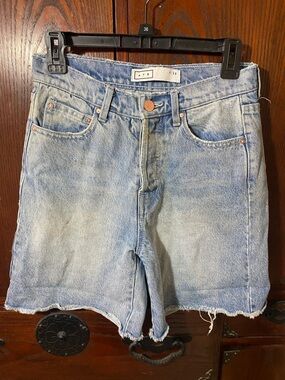 AYR The Always High Rise Jean Denim Shorts Cuff Light Wash Size 26 Distressed